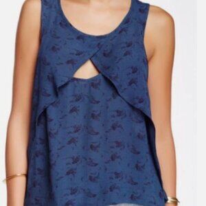 Free People Crinkle Print Look Through Top Tank Blouse Shirt